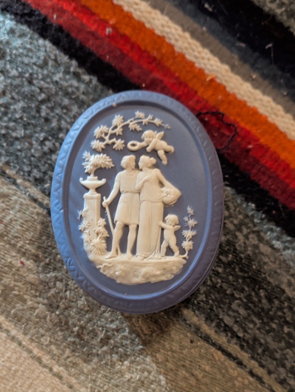Classic Blue Wedgwood-Style Jasperware Relief Decorative Plaque